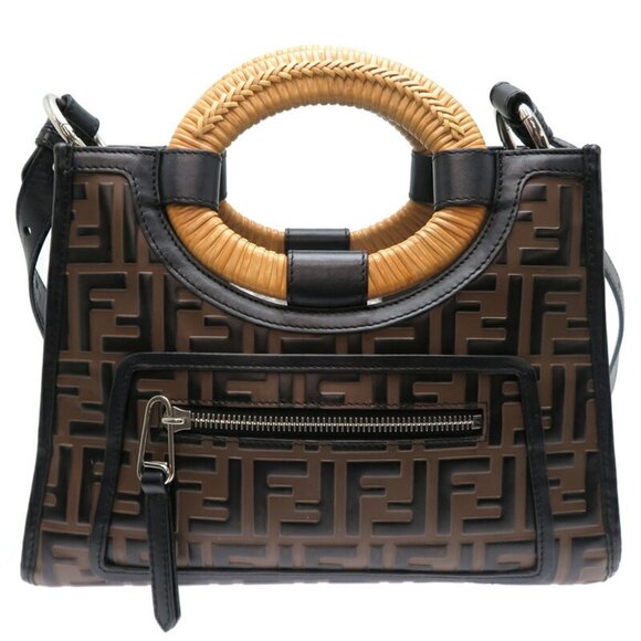 FENDI Brown Leather Zucca Bag - Picture 2 of 10